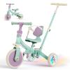 GOBOKLE 5-in-1 Tricycle for Toddlers 1-3, Convertible Toddler Bike with Push Handle & Removable Pedals, Balance Bike with Colorful Lighting Wheels, Adjustable Seat Height with Backrest(Green-Purple) view 1