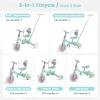 GOBOKLE 5-in-1 Tricycle for Toddlers 1-3, Convertible Toddler Bike with Push Handle & Removable Pedals, Balance Bike with Colorful Lighting Wheels, Adjustable Seat Height with Backrest(Green-Purple) view 3