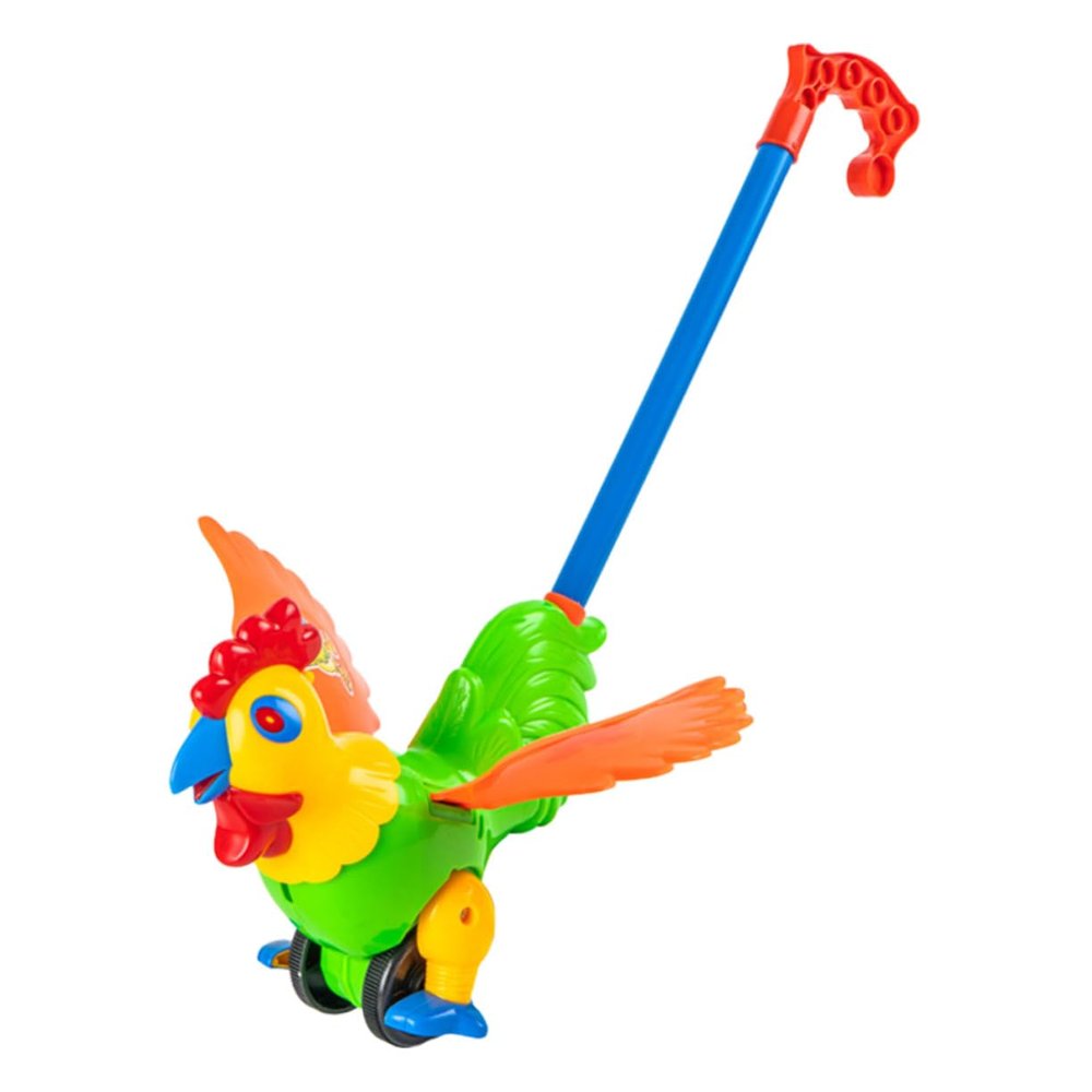 COOLHIYA Early Educational Rooster Push Walker for Detachable Animal Pulling Cart Plaything Develops Walking Posture and Gripping Skills Safe Plastic Learning Aid for Boy Girl Random Color