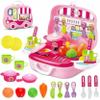 25Pcs Kids Kitchen Accessories, Pretend Cooking Playset with Play Pots, Pans, Utensils, Cookware, Play Set, Toy Vegetables, Learning Gift for Girls & Boys (Pink) view 1