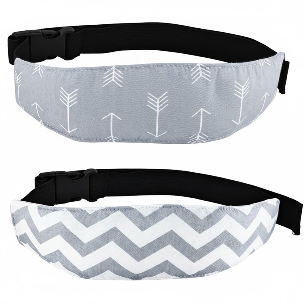 2 Pcs Baby Head Support Band for Stroller Car Seat Pillow Support Head Holder Belt for Kids Children Toddler Infant Sleeping Traveling(Grey)