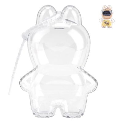 10cm Clear Figure Display Case with Keychain,Platic Protective Cover for 10cm Blind Box Figures,Portable Dustproof Waterproof Blind Box Figure Display Case for Collectors and Fans (1pcs)