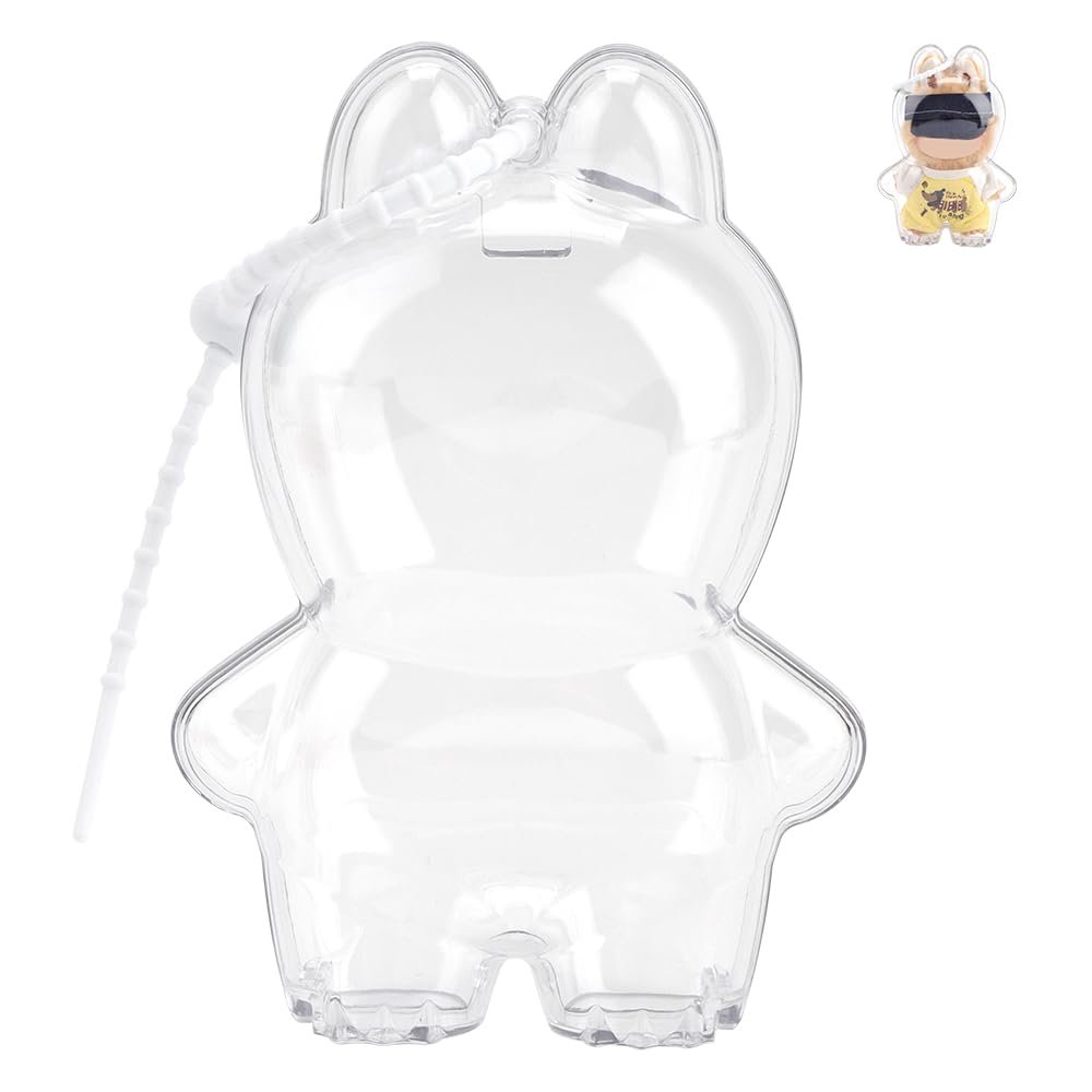 10cm Clear Figure Display Case with Keychain,Platic Protective Cover for 10cm Blind Box Figures,Portable Dustproof Waterproof Blind Box Figure Display Case for Collectors and Fans (1pcs)