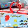 Safotad 15 Ft Flexible Race Track Toy Set, DIY Bendable Dual Lane Race Car Track with Strong Suction Cups, Portable Racing Track for 1:64 Diecast Cars, Easy Install Racetrack for Kids Ages 3+, Red view 2
