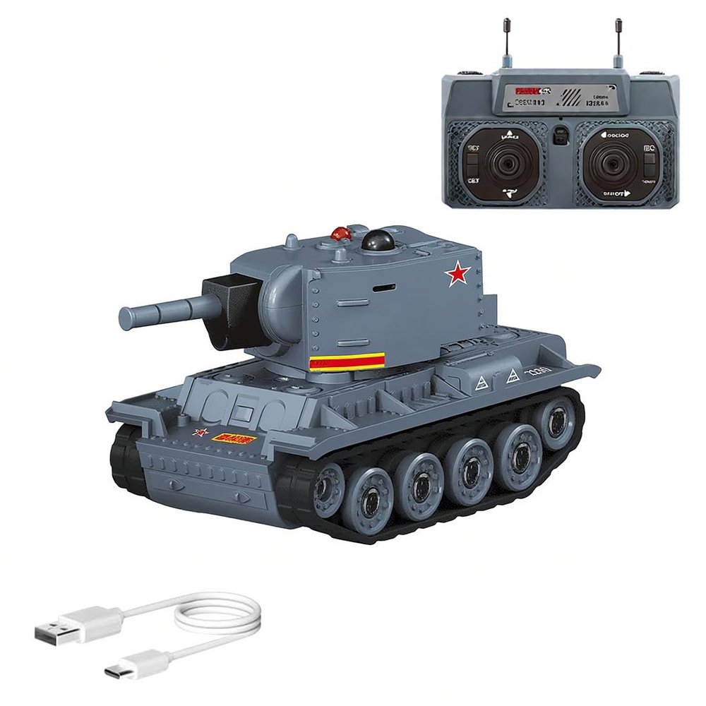 Helixsun 1/64 Scale 2.4G Mini RC Battle Tank Model with Infrared Combat Mode, Rotating Turret and Track Drive (Grey), Remote Control Military Vehicles with Infrared Shoot Collections