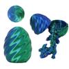FoxVilla 3D Printed Dragon Egg with Articulated Dragon Inside, Crystal Dragon Fidget Toy, Pink and Blue (Laser Green) view 1