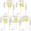 30 Pack 14th Birthday Cupcake Toppers Glitter Fourteen Cheers to 14 Cupcake Picks Hello 14 Cake Decorations for Happy 14th Birthday Anniversary Party Supplies Gold view 2