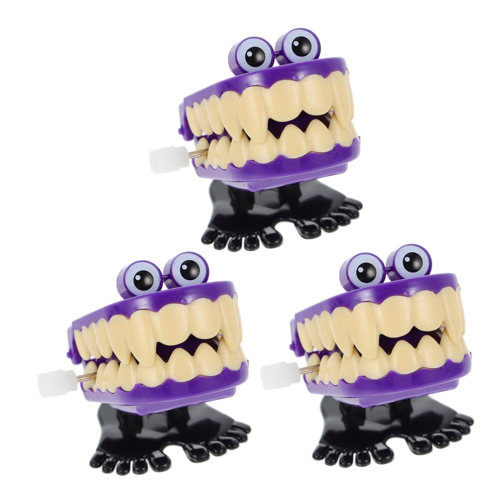 COOLHIYA 3pcs Creative Wind-up Teeth Funny Walking Chattering Dental for Boys Birthday Halloween Party Random Color