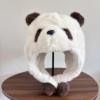 BUBEFSKD Furry Plush Panda Hat For Winter Warm Fleece Headgear Cosplay Party Costume Unisex Trapper For Mountain Climbing Cold Weather Hat view 3