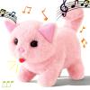 YJNDYHQ My Realistic Cat Toy - Bring Endless Joy and Warmth, it Acts Like a Real Pet, Meows, Walks & Tail Wagging - Realistic Feline Stuffed Animal for Cat Lovers (Pink) view 1