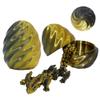 FoxVilla 3D Printed Dragon Egg with Articulated Dragon Inside, Crystal Dragon Fidget Toy, Pink and Blue (Shadow Gold) view 1