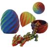 FoxVilla 3D Printed Dragon Egg with Articulated Dragon Inside, Crystal Dragon Fidget Toy, Pink and Blue (Cyber City) view 1