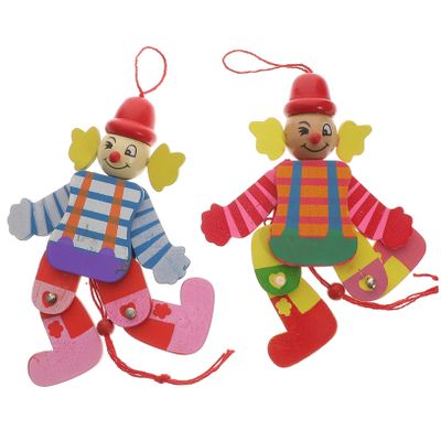 COOLHIYA 2Pcs Wood Clown Marionette Puppets with Bright Colors for Creative Play Educational Handcrafted Wooden String Puppet for Boys
