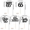 30 Pack 65th Birthday Cupcake Toppers Glitter Sixty-five Cheers to 65 Cupcake Picks Hello 65 Cake Decorations for Happy 65th Birthday Anniversary Party Supplies Black view 2