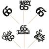 30 Pack 65th Birthday Cupcake Toppers Glitter Sixty-five Cheers to 65 Cupcake Picks Hello 65 Cake Decorations for Happy 65th Birthday Anniversary Party Supplies Black view 3