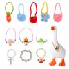 11pcs 7in Desk Goose Outfits, Mini Desktop Porch Goose Decor Accessories with Plant Flower Butterfly Bag Heart Bow Necklaces Collar Chain Fun Clothes Costume Set for Magnetic Table Geese Statues view 1