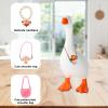 11pcs 7in Desk Goose Outfits, Mini Desktop Porch Goose Decor Accessories with Plant Flower Butterfly Bag Heart Bow Necklaces Collar Chain Fun Clothes Costume Set for Magnetic Table Geese Statues view 4