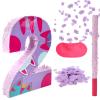 Cat Number Piata Set, Cat Theme Birthday Piata with Beating Stick Blindfold Paper Shreds Easy to Hang Birthday Party Decorations for Boys and Girls (Number 2)
