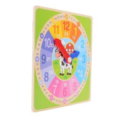 COOLHIYA Wooden Learning Clock for Multicolor Educational Teaching Clock with Movable Hands Safe Wear-Resistant Material Cognitive Learning Aid for Students