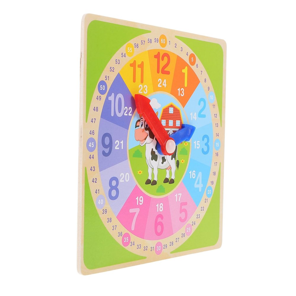 COOLHIYA Wooden Learning Clock for Multicolor Educational Teaching Clock with Movable Hands Safe Wear-Resistant Material Cognitive Learning Aid for Students