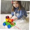 COOLHIYA Educational Wooden Cart Pulling Plaything Cognitive Developmental Push-Pull Animal with Bright Colors Sturdy Material view 2