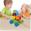 COOLHIYA Educational Wooden Cart Pulling Plaything Cognitive Developmental Push-Pull Animal with Bright Colors Sturdy Material view 3