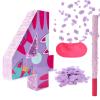 Cat Number Piata Set, Cat Theme Birthday Piata with Beating Stick Blindfold Paper Shreds Easy to Hang Birthday Party Decorations for Boys and Girls (Number 4)