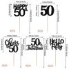 30 Pack 50th Birthday Cupcake Toppers Glitter Fifty Cheers to 50 Cupcake Picks Hello 50 Cake Decorations for Happy 50th Birthday Anniversary Party Supplies Black view 2