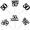 30 Pack 50th Birthday Cupcake Toppers Glitter Fifty Cheers to 50 Cupcake Picks Hello 50 Cake Decorations for Happy 50th Birthday Anniversary Party Supplies Black view 3