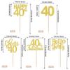 30 Pack 40th Birthday Cupcake Toppers Glitter Forty Cheers to 40 Cupcake Picks Hello 40 Cake Decorations for Happy 40th Birthday Anniversary Party Supplies Gold view 2