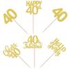 30 Pack 40th Birthday Cupcake Toppers Glitter Forty Cheers to 40 Cupcake Picks Hello 40 Cake Decorations for Happy 40th Birthday Anniversary Party Supplies Gold view 3