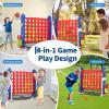 Giant 4 in a Row Game,Adjustable Height 4-to-Score Giant Game Set with Carrying Bag and Mesh Pocket, 4-in-1 Play Design with Golf, Mini Basketball & Ring Toss, Giant Connect 4 for Outdoor & Indoor view 4