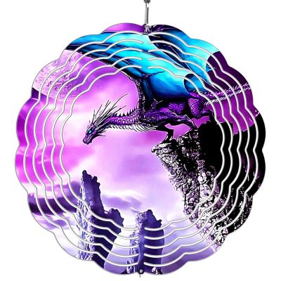 RWUTYTIUL Purple Mountain Dragon Fall Hanging Wind Spinners, 3D Wavy Line Pattern Design Wind Catchers & Spinners Outdoor Sculptures 7.87 Inch Holidays Birthday Gift for Lady Mother Wife Grandma