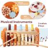 HYAKIDS Wooden Montessori Toys for 1+ Year Old, 6 in 1 Hammering Pounding Activity with Xylophone & Whack a Mole Game, Learning Educational Activities for 18+ Months Boys Girls Gifts view 4