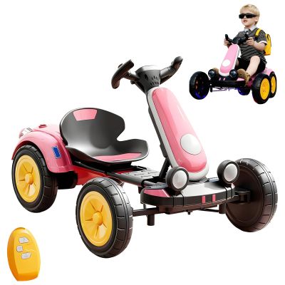 12v Electric go-Kart, Foldable Four-Wheel Electric go-Kart for KidsLED Lights and Music, Non-Slip and wear-Resistant Tires, Adjustable seat, Suitable for Indoor and Outdoor