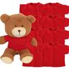 Plush Teddy Bear Clothing Set, Red T-Shirts, Cotton, Basic Style, Easy Put-On Design, 8 Pack view 1