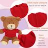 Plush Teddy Bear Clothing Set, Red T-Shirts, Cotton, Basic Style, Easy Put-On Design, 8 Pack view 3