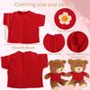 Plush Teddy Bear Clothing Set, Red T-Shirts, Cotton, Basic Style, Easy Put-On Design, 8 Pack view 4