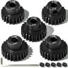 5Pcs 0.8M Hardened Steel Pinion Gear Set 5mm Shaft 21T 22T 23T 24T 25T Motor Pinion Gear with M4 Screw and Hex Key, for Arrma HPI Kyosho Losi Axial Traxxas Tamiya 1/10 RC Car and 540/550 Motors view 1