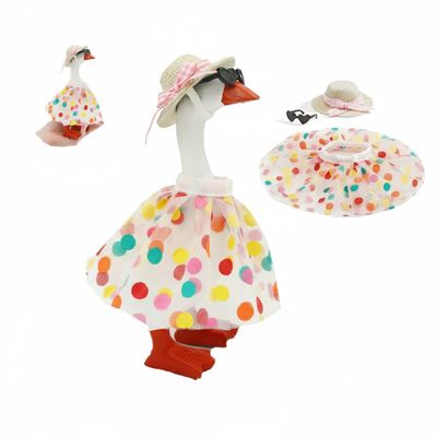 Desk Goose Outfits 7 Inch Clothes Summer Dresswith Pink Bow and Hat, Magnetic Desktop Goose Key Holder Birthday Party Dress for Mini Porch Goose Decorative