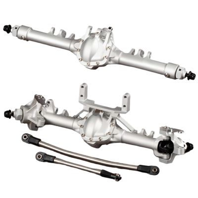 CNC Machined Aluminum RC Rock Crawler Straight Axle Set with for SOA Servo Mount for Axial for SCX10 II VS4-10 Chassis(Silver)