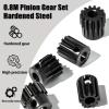 5Pcs 0.8M Hardened Steel Pinion Gear Set 5mm Shaft 11T 12T 13T 14T 15T Motor Pinion Gear with M4 Screw and Hex Key, for Arrma HPI Kyosho Losi Axial Traxxas Tamiya 1/10 RC Car and 540/550 Motors view 3