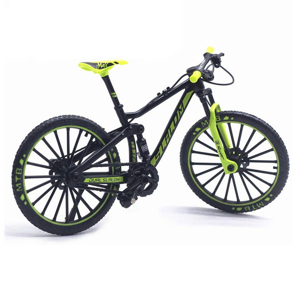 Kakalote Mini Finger Bikes, 1:10 Scale Alloy Mountain Bicycle Model Desktop Decoration Crafts for Cycling Lovers Birthday Party Gifts (Green)