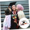 COOLHIYA 3pcs Graduation Cake Decor with Red Tassel Cap Academic Dress Certificate Paper Toppers for Party Dessert Decoration Creative Trencher Cake Toppers for University and High School view 2