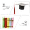 COOLHIYA 3pcs Graduation Cake Decor with Red Tassel Cap Academic Dress Certificate Paper Toppers for Party Dessert Decoration Creative Trencher Cake Toppers for University and High School view 4