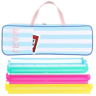 Aliceset Mahjong Rack Storage Bag 21 x 6.5 x 2 Inches Mahjong Gifts for Women Mah Jong Tile Bags with Zipper for Tiles and Pushers Rack Storage Bags Gifts Accessories(Only Bag)(Blue Stripes)