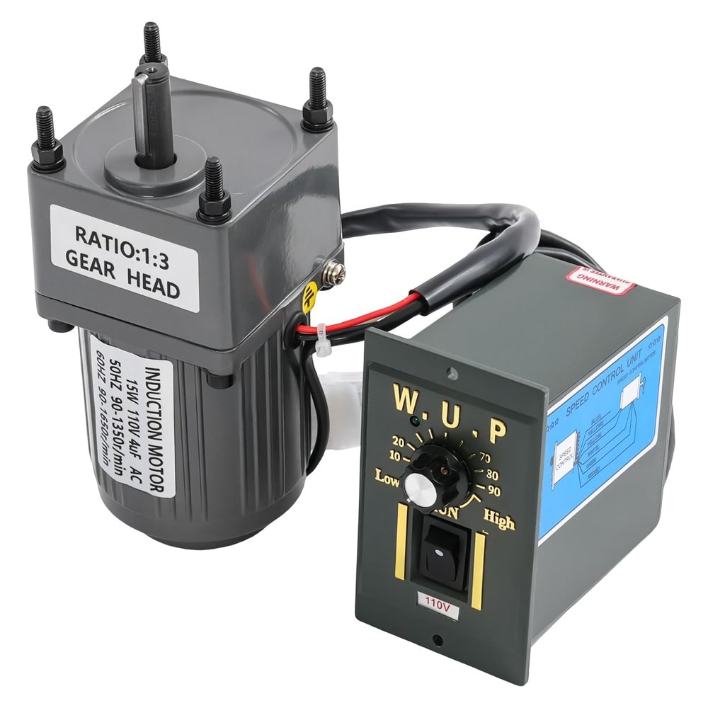 15W Single Phase Electric Motor with Gearbox, 450RPM Gear Motor with Speed Controllers, Efficient Heat Dissipation, Variable Speed Motor(3K)