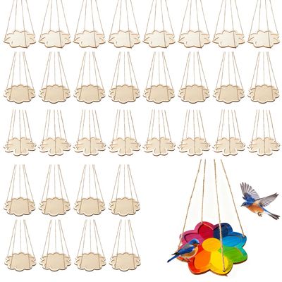 36Pcs Bird Feeder Craft Kits4 Style Wooden Bird Feeder Kits for KidsDIY Unfinished Wooden Art Painting Ornaments Craft Kits Bulk for Nature Loving Children