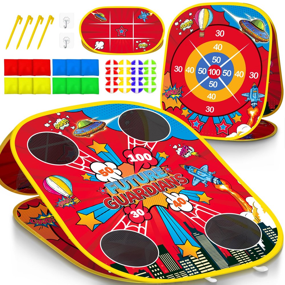 Spider Bean Bag Toss Game for Kids 3-in-1 Cornhole Board Outdoor Toys for Toddlers, Family Fun Games for Beach & Yard, Birthday Easter Gifts for Ages 3 4 5 6 7 8-12 Year Old Boys Girl