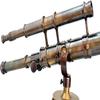 Vintage Sailor High Magnification Floor Standing Wooden/Brass Tripod Nautical Maritime Collectible Brass Telescope Double Barrel view 2